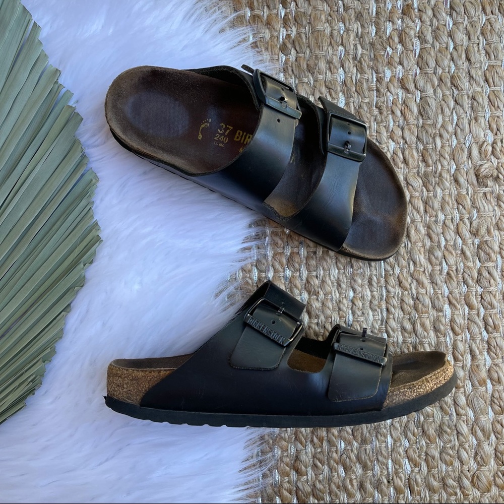 Birkenstock Arizona Two Strap Black Sandals 37/6
